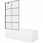 Mexen Cubik stačiakampė vonia 170 x 70 cm su apdaila ir vieno sparno ekranu 100 cm, juodas ra&scaron;tas - 550317070X9510007077