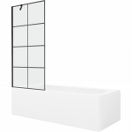 Mexen Vega stačiakampė vonia 170 x 70 cm su korpusu ir vieno sparno sienele 80 cm, juodas ra&scaron;tas - 550117077X9508007077