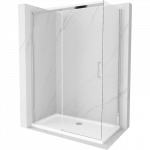 Mexen Omega 130 x 70 cm stumdomas du&scaron;o kabina, skaidri, chromuota + Flat padėklas - 825-130-070-01-00-4010
