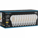 Mexen Vintis 10x kaitinamoji LED lemputė E27, A60, 8W, &Scaron;ilta - 2200K, 1055 lm, skaidri - L150-E27-0822-00x10