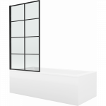 Mexen Cubik stačiakampė vonia 170 x 70 cm su apdaila ir vienos dalies 80 cm &scaron;irma, juodas ra&scaron;tas - 550317070X9308017077