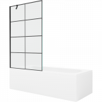 Mexen Vega stačiakampė vonia 170 x 70 cm su apvadu ir vienos dalies 100 cm pertvara, juodas ra&scaron;tas - 550117077X9510007077