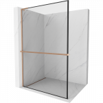 Mexen Kioto+ L du&scaron;o siena su lentyna Walk-in 70 x 200 cm, juodas rėmas, &scaron;lifuotas varis - 800-070-123-65-70
