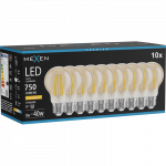 Mexen Vintis 10x Lemputė LED E27, A60, 8W, &Scaron;ilta - 2200K, 750 lm, gintaras - L150-E27-0822-50x10