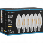 Mexen Vintis 6x LED filamentinė lemputė E14, C35, 6W, &Scaron;ilta - 2700K, 720 lm, skaidri - L154-E14-0627-00x06