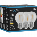 Mexen Vintis 3x LED kaitrinė lemputė E27, G45, 2W, &Scaron;ilta - 2700K, 240 lm, skaidri - L156-E14-0227-00x03 - L156-E27-0227-00x03