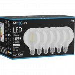 Mexen Vintis 6x LED gijų lemputė E27, G95, 8W, Neutralus - 4000K, 1055 lm, skaidrus - L157-E27-0840-00x06