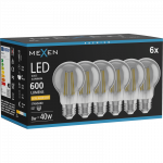 Mexen Vintis 6x Lemputė su gija LED E27, A60, 8W, &Scaron;ilta - 2200K, 600 lm, dūmų - L150-E27-0822-70x06