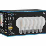 Mexen Vintis 6x LED kaitrinė spiralė lemputė E27, G80, 4W, &Scaron;ilta - 2700K, 420 lm, skaidri - L165-E27-0427-00x06