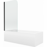 Mexen Cubik stačiakampė vonia 150 x 70 cm su dangčiu ir 1-sparnų ekranu 70 cm, permatoma, juoda - 550315070X9007017000