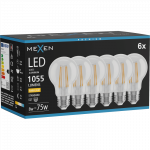 Mexen Vintis 6x LED filamentinė lemputė E27, A60, 8W, &Scaron;ilta - 2700K, 1055 lm, skaidri - L150-E27-0827-00x06