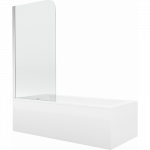 Mexen Cubik stačiakampė vonia 150 x 70 cm su danga ir vieno sparno siena 75 cm, skaidrus, chromas - 550315070X9007510100