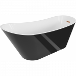 Mexen Alta laisvai pastatoma vonia 170 x 75 cm, balta/juoda, matinis vario perpylimas - 52141707575-65