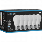Mexen Nova 6x LED lemputė E27, G45, 10W, &Scaron;alta - 6500K, 1055 lm - L101-E27-1065-01x06