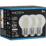 Mexen Vintis 3x LED siūlelinė lemputė E27, G45, 4W, Neutralus - 4000K, 470 lm, skaidrus - L156-E27-0427-00x03