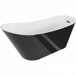 Mexen Alta laisvai pastatoma vonia 170 x 75 cm, balta/juoda, juodas persipylimas - 52141707575-70