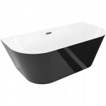Mexen Oval Slim laisvai pastatoma vonia prie sienos 170 x 80 cm, balta/juoda, juodas persipylimas - 52661708075-70