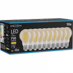 Mexen Vintis 10x Lemputė su LED siūleliu E27, A60, 8W, &Scaron;ilta - 2700K, 750 lm, gintarinė - L150-E27-0822-50x10