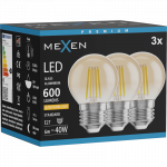 Mexen Vintis 3x LED siūlų lemputė E27, G45, 6W, &Scaron;ilta - 2200K, 600 lm, gintarinė - L156-E27-0622-50x03