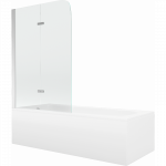 Mexen Vega stačiakampė vonia 150 x 70 cm su apdaila ir 2 dalių ekranu 100 cm, permatoma, chromas - 550115070X9010020100