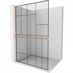 Mexen Kioto+ L du&scaron;o sienelė su lentyna Walk-in 90 x 200 cm, juodas ra&scaron;tas, valcuotas varis - 800-090-123-65-78