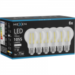 Mexen Vintis 6x LED kaitrinė lemputė E27, A60, 8W, Neutralus - 4000K, 1055 lm, skaidrus - L150-E27-0840-00x06