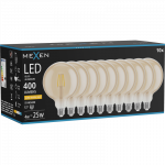 Mexen Vintis 10x LED filamentinė lemputė E27, G125, 4W, &Scaron;ilta - 2200K, 400 lm, gintarinė - L158-E27-0422-50x10