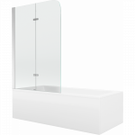 Mexen Cubik stačiakampė vonia 150 x 70 cm su apvalkalu ir 2 sparčių 100 cm ekranu, skaidri, chromas - 550315070X9010020100