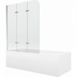 Mexen Vega stačiakampė vonia 150 x 70 cm su apdaila ir 3-dalių ekranu 120 cm, skaidri, chromas - 550115070X9012030100
