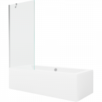 Mexen Cube stačiakampė vonia 180 x 80 cm su apdaila ir vienos dalies 80 cm ekranu, skaidrus, chromas - 550518080X9508000001