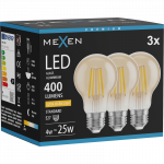 Mexen Vintis 3x LED kaitrąžė lemputė E27, A60, 4W, &Scaron;ilta - 2200K, 400 lm, gintaras - L150-E27-0422-50x03
