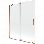 Mexen Velar vonios ekrano du&scaron;o durys 2-durų stumiamos 140 x 150 cm, permatomos, rožinis auksas - 896-140-000-01-60