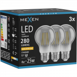 Mexen Vintis 3x LED &scaron;viesos diodo filamentinė lemputė E27, A60, 4W, &scaron;ilta - 2200K, 280 lm, dūminė - L150-E27-0422-70x03