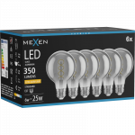 Mexen Vintis 6x LED Gijos Spiralės Lemputė E27, G80, 6W, &Scaron;ilta - 2200K, 350 lm, dūmai - L165-E27-0622-70x06
