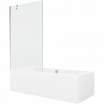 Mexen Cube stačiakampė vonia 180 x 80 cm su apdaila ir vienerių durų sienele 100 cm, skaidri, chromuota - 550518080X9510000001