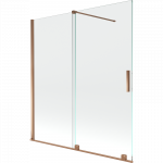Mexen Velar dviejų dalių vonios ekranas, stumdomas 150 x 150 cm, skaidrus, rožinis auksas - 896-150-000-01-60