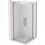 Mexen Velar Dviguba slankioji du&scaron;o kabina 80 x 80 cm, matinė, &scaron;lifuota vario apdaila - 871-080-080-32-65