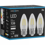 Mexen Vintis 3x LED kaitrinė lemputė E27, C35, 6W, Neutralus - 4000K, 720 lm, skaidri - L154-E27-0640-00x03