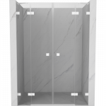 Mexen Lunar Dvejos varstomos du&scaron;o durys 160 cm, skaidrios, baltos - 834D-160-000-20-00