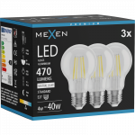 Mexen Vintis 3x LED filamentinė lemputė E27, A60, 4W, Neutrali - 4000K, 470 lm, skaidri - L150-E27-0440-00x03