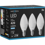 Mexen Nova 3x LED lemputė E14, C37, 4W, &Scaron;alta - 6500K, 420 lm - L102-E14-0465-01x03