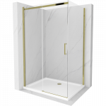 Mexen Omega stumdoma du&scaron;o kabina 120 x 90 cm, permatoma, auksinė + plok&scaron;čias padėklas - 825-120-090-50-00-4010