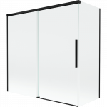 Mexen Rox dviejų dalių stumdomos du&scaron;o durys 160 + 70 x 150 cm, skaidrios, juodos - 8C9-160-070-70-00