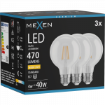 Mexen Vintis 3x LED kaitrinė lemputė E27, G80, 4W, &Scaron;ilta - 2700K, 470 lm, skaidri - L155-E27-0427-00x03
