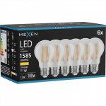 Mexen Vintis 6x LED gijų lemputė E27, A60, 12W, &Scaron;ilta - 2700K, 1585 lm, skaidri - L150-E27-1227-00x06