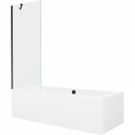 Mexen Cube stačiakampė vonia 180 x 80 cm su korpusu ir viena varstoma pertvara 70 cm, skaidri, juoda - 550518080X9507000070