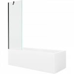 Mexen Cubik stačiakampė vonia 150 x 70 cm su apdaila ir vienos dalies 60 cm ekranu, permatomas, juodas - 550315070X9506000070