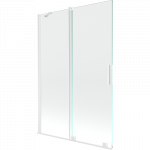 Mexen Velar vonios sienelė, 2 dalių stumdomas, 120 x 150 cm, skaidrus, baltas - 896-120-000-01-20