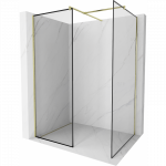 Mexen Kioto du&scaron;o sienelė Walk-in 80 x 70 cm, juodas rėmelis, auksinė matinė - 800-080-202-55-70-070