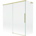 Mexen Rox L vonios uždangalas, dviejų durų, slankus, 150 + 70 x 150 cm, permatomas, matinio aukso - 8C9L-150-070-55-00